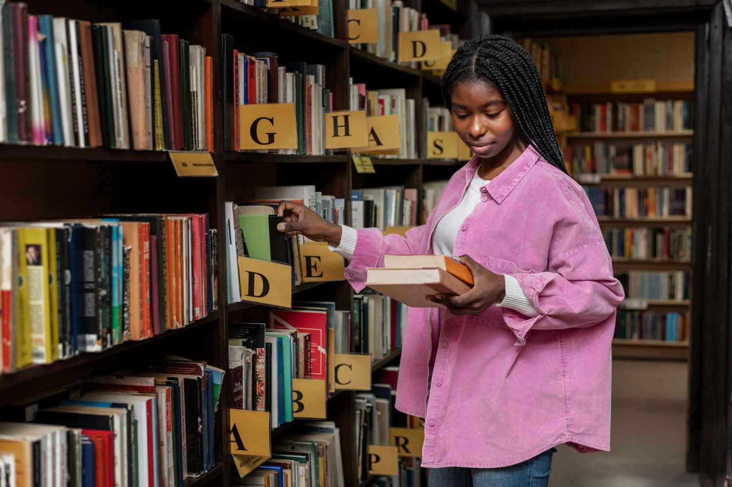 Woman student in the library